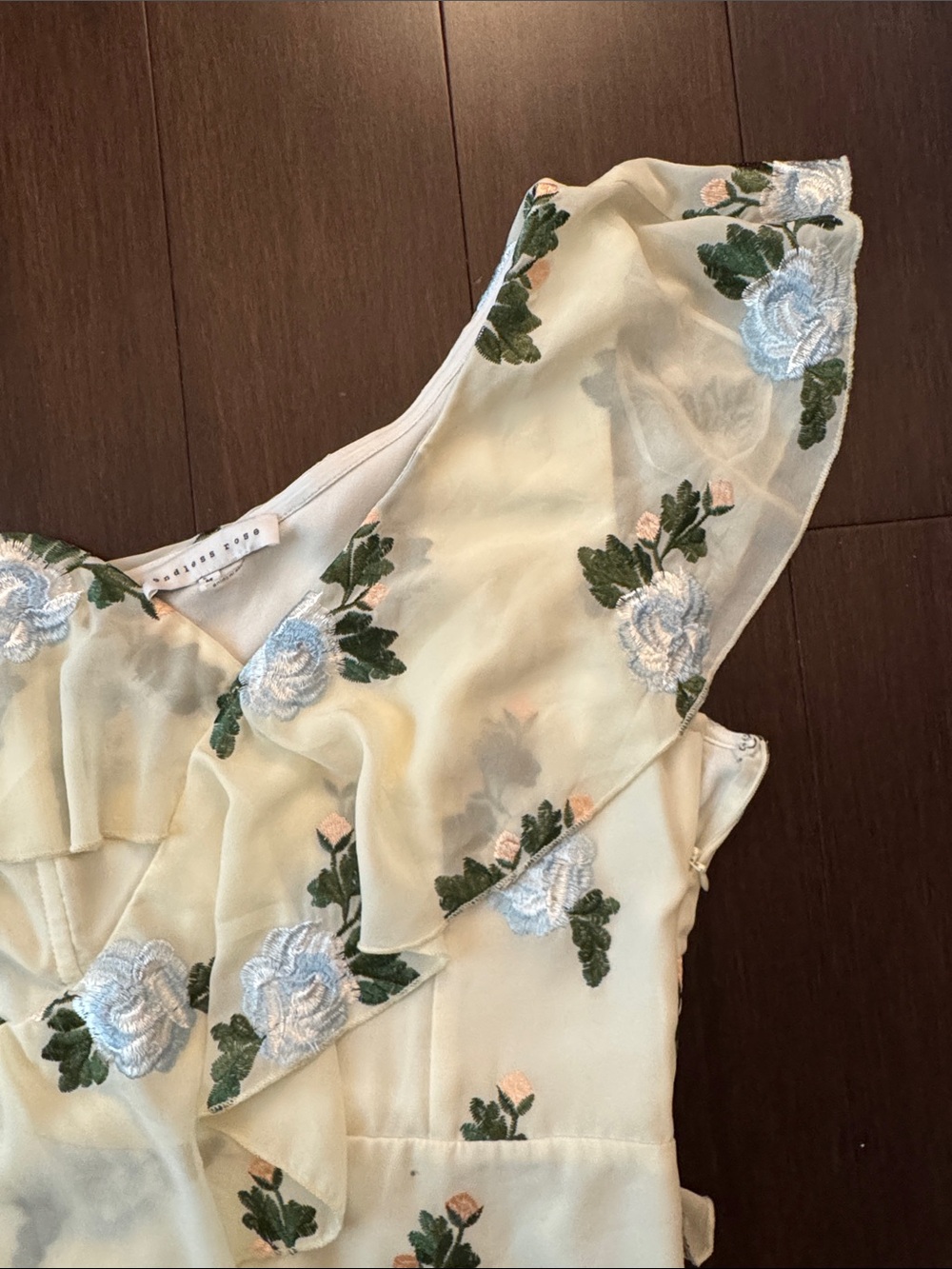 Cream One-Shoulder Floral Ruffle Dress - Picture 3 of 3